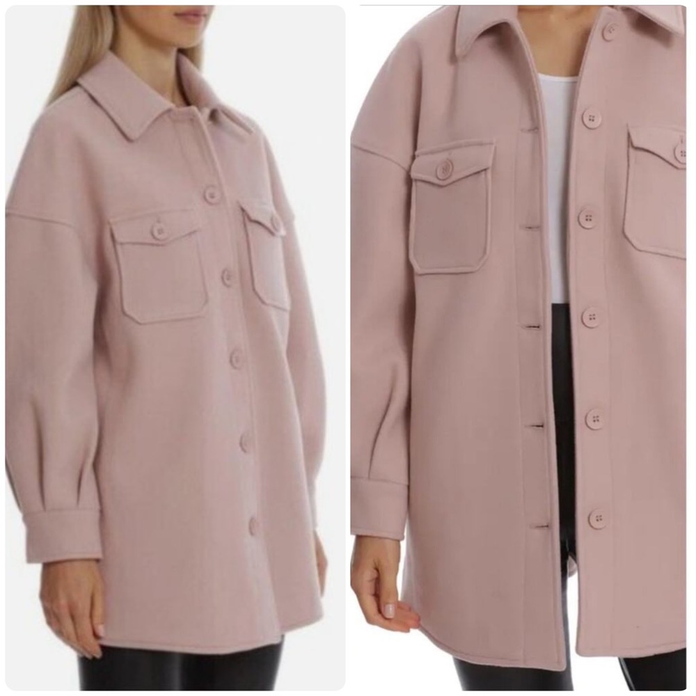 AVEC LES FILLES Oversized Woven Shacket in Blush